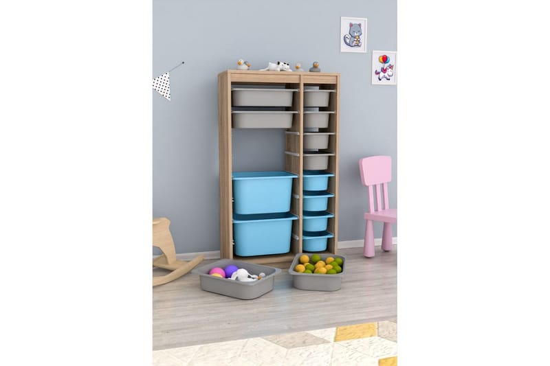 Flerbruks Kapasitetskap Montana (69 x 112,2 x 29,6 cm) Sonomo Grå / Blå - Sonomo Grå / Blå - Oppbevaring - Oppbevaring til småting - Oppbevaringskasse