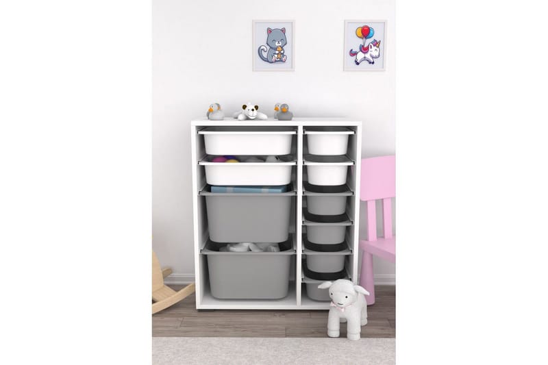 Flerbruks Kapasitetskap Sosan K6B Hvit / Grå - Hvit / Grå - Oppbevaring - Oppbevaring til småting - Oppbevaringskasse