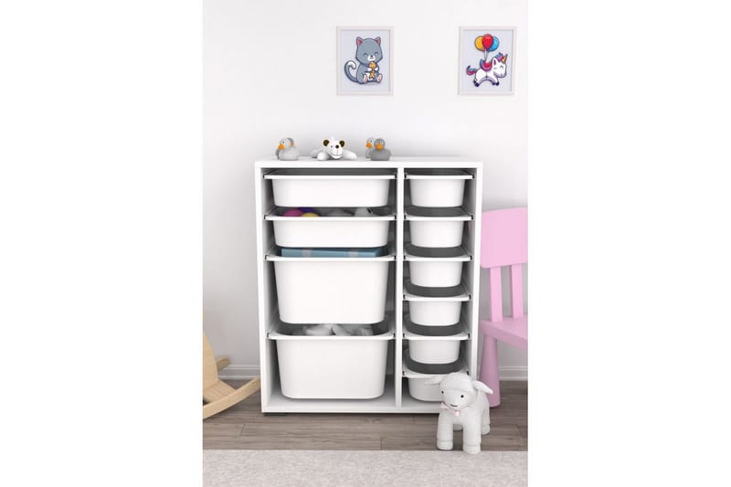 Flerbruks Kapasitetskap Sosan K6B Hvit - Hvit - Oppbevaring - Oppbevaring til småting - Oppbevaringskasse