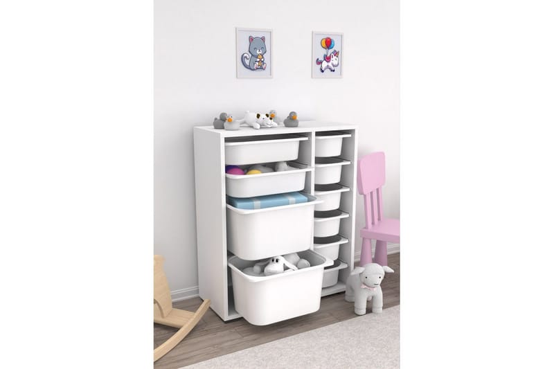 Flerbruks Kapasitetskap Sosan K6B Hvit - Hvit - Oppbevaring - Oppbevaring til småting - Oppbevaringskasse