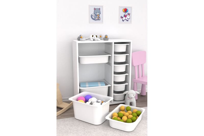 Flerbruks Kapasitetskap Sosan K6B Hvit - Hvit - Oppbevaring - Oppbevaring til småting - Oppbevaringskasse