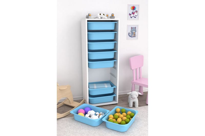 Flerbruks Kapasitetskap Stribor Hvit / Blå - Hvit / Blå - Oppbevaring - Oppbevaring til småting - Oppbevaringskasse