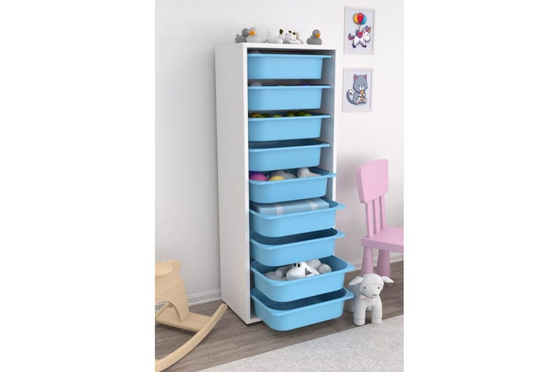 Flerbruks Kapasitetskap Stribor Hvit / Blå - Hvit / Blå - Oppbevaring - Oppbevaring til småting - Oppbevaringskasse