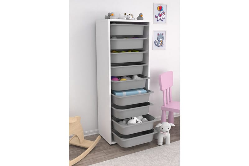 Flerbruks Kapasitetskap Stribor Hvit / Grå - Hvit / Grå - Oppbevaring - Oppbevaring til småting - Oppbevaringskasse