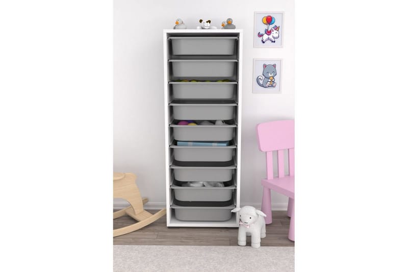 Flerbruks Kapasitetskap Stribor Hvit / Grå - Hvit / Grå - Oppbevaring - Oppbevaring til småting - Oppbevaringskasse