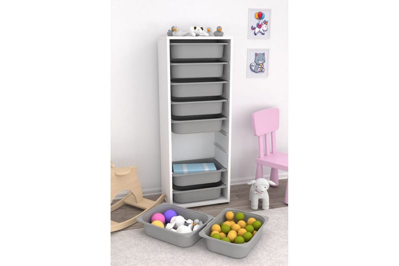 Flerbruks Kapasitetskap Stribor Hvit / Grå - Hvit / Grå - Oppbevaring - Oppbevaring til småting - Oppbevaringskasse