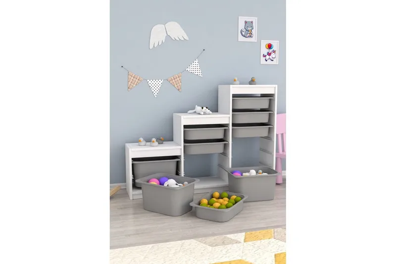 Flerbruks Kapasitetskap Swiss Hvit / Grå - Hvit / Grå - Oppbevaring - Oppbevaring til småting - Oppbevaringskasse