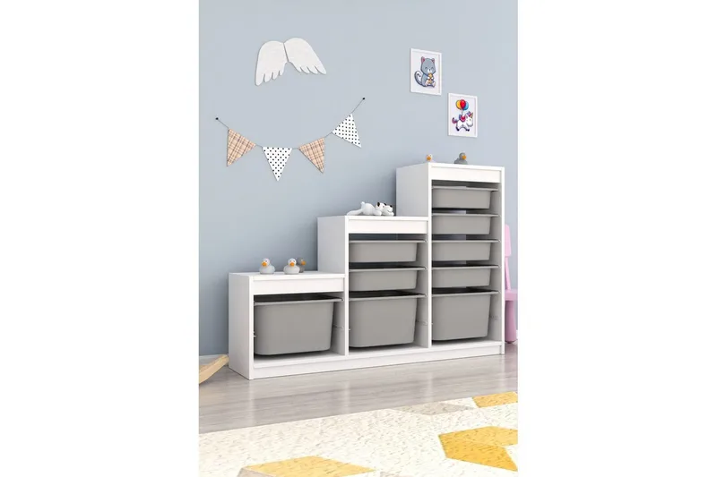 Flerbruks Kapasitetskap Swiss Hvit / Grå - Hvit / Grå - Oppbevaring - Oppbevaring til småting - Oppbevaringskasse