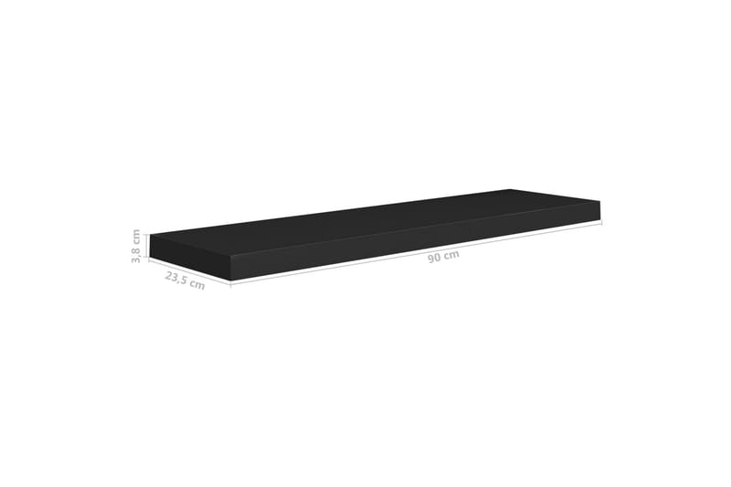 Flytende vegghylle svart 90x23,5x3,8 cm MDF - Vegghylle - Vegghengt oppbevaring