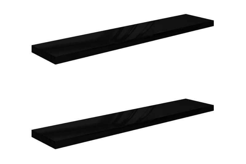 Flytende vegghyller 2 stk høyglans svart 120x23,5x3,8 cm MDF - Vegghylle - Vegghengt oppbevaring