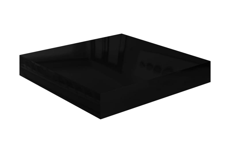 Flytende vegghyller 2 stk høyglans svart 23x23,5x3,8 cm MDF - Vegghylle - Vegghengt oppbevaring