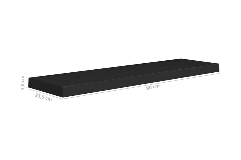 Flytende vegghyller 2 stk svart 90x23,5x3,8 cm MDF - Vegghylle - Vegghengt oppbevaring