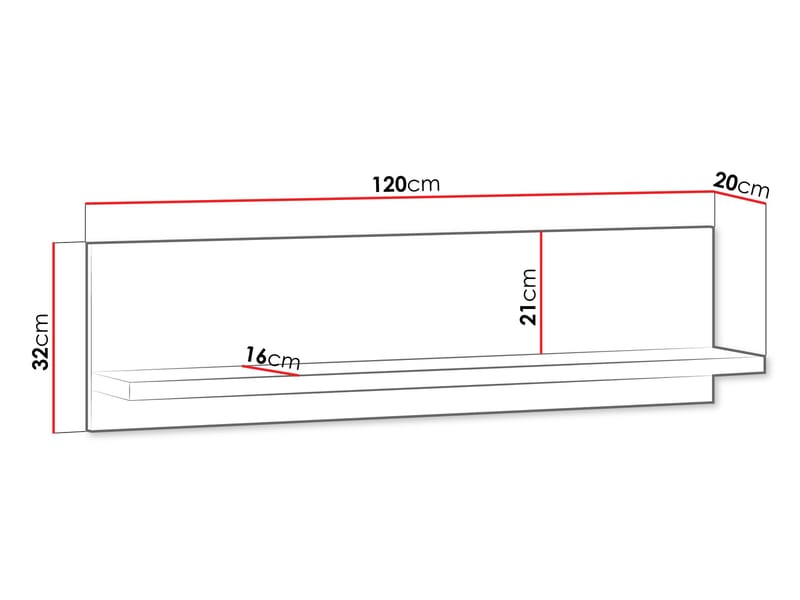 Fonti Vegghylle 120 cm - Brun - Oppbevaring - Oppbevaring til småting - Vegghengt oppbevaring