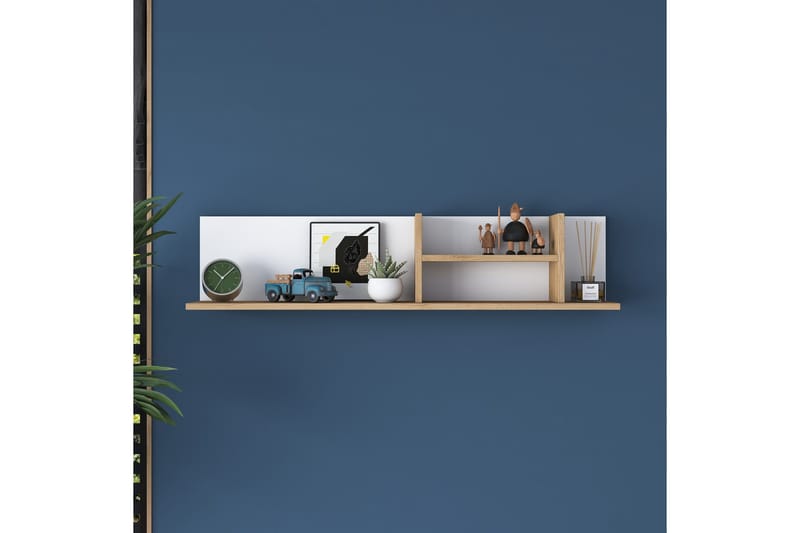 Friederich Vegghylle 120 cm - Hvit/Valnøtt - Oppbevaring - Hylle