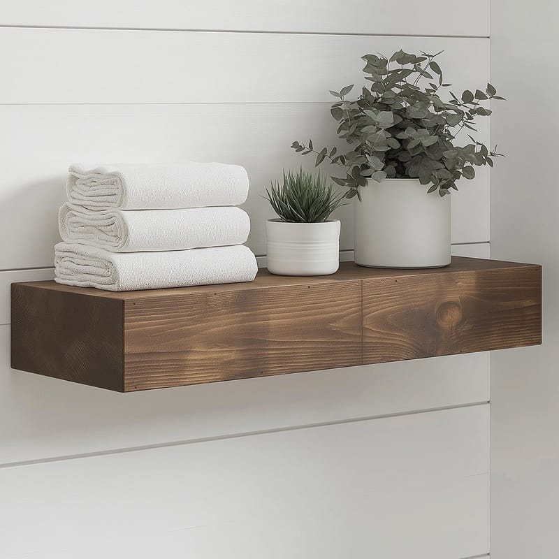 Glans Vegghylle 13 cm i Tre, Brun