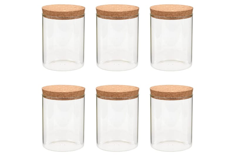 Glasskrukker med kork 6 stk 650 ml - Oppbevaring til småting - Oppbevaringsboks - Bokser & syltetøyglass