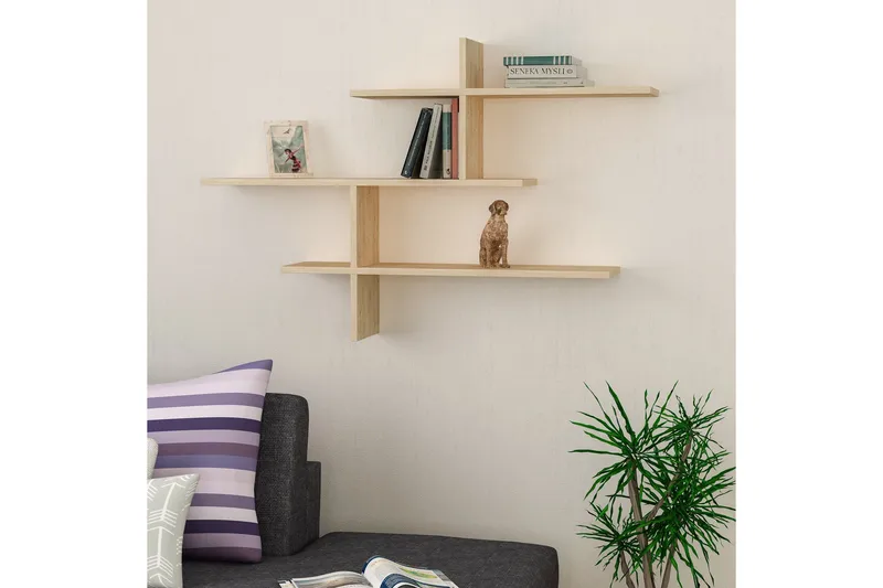 Glenure Vegghylle 123 cm - Eik - Oppbevaring - Hylle