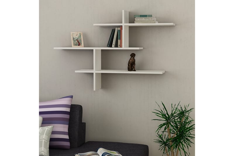 Glenure Vegghylle 123 cm - Hvit - Oppbevaring - Hylle