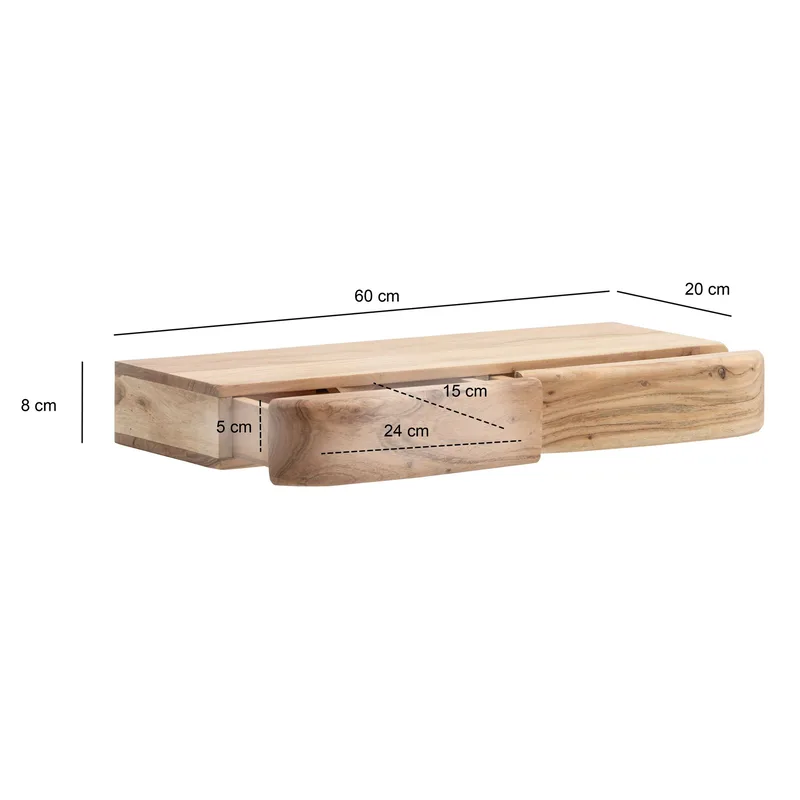 Helira vegghylle 60 cm - varm honningbrun - Oppbevaring - Oppbevaring til småting - Vegghengt oppbevaring