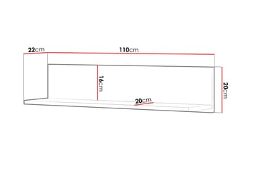 Hilts Vegghylle 110x22 cm - Hvit/Rosa - Oppbevaring - Oppbevaring til småting - Vegghengt oppbevaring