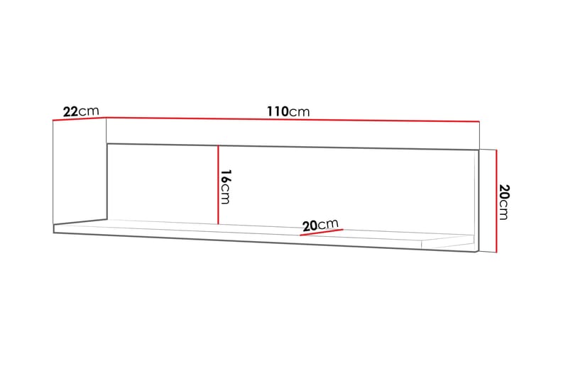 Hilts Vegghylle 110x22 cm - Hvit/Rosa - Oppbevaring - Oppbevaring til småting - Vegghengt oppbevaring