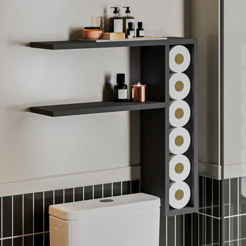 Hollowmere Vegghylle 60x61,8x15 cm - Antrasitt - Oppbevaring - Oppbevaring til småting - Vegghengt oppbevaring