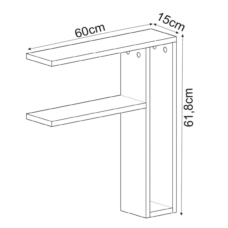 Hollowmere Vegghylle 60x61,8x15 cm - Antrasitt - Oppbevaring - Oppbevaring til småting - Vegghengt oppbevaring
