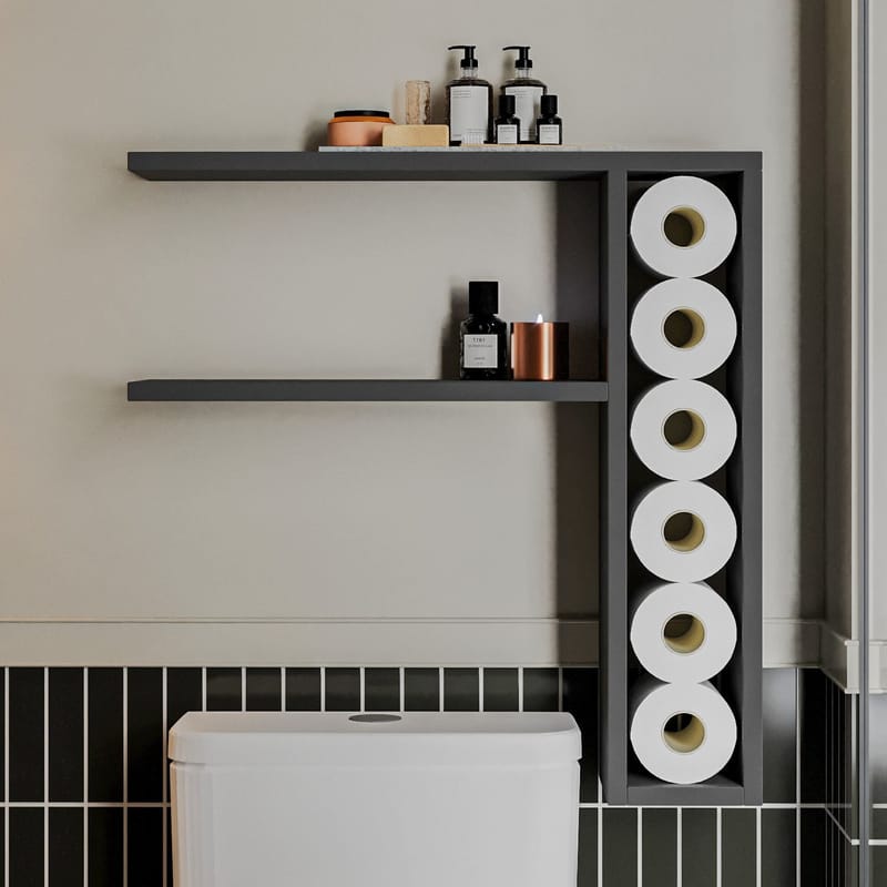 Hollowmere Vegghylle 60x61,8x15 cm - Antrasitt - Oppbevaring - Oppbevaring til småting - Vegghengt oppbevaring