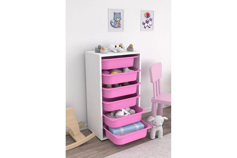 Kelix Oppbevaringsbokser 45,5 cm - Hvit/Rosa - Oppbevaring - Oppbevaring til småting - Oppbevaringskasse