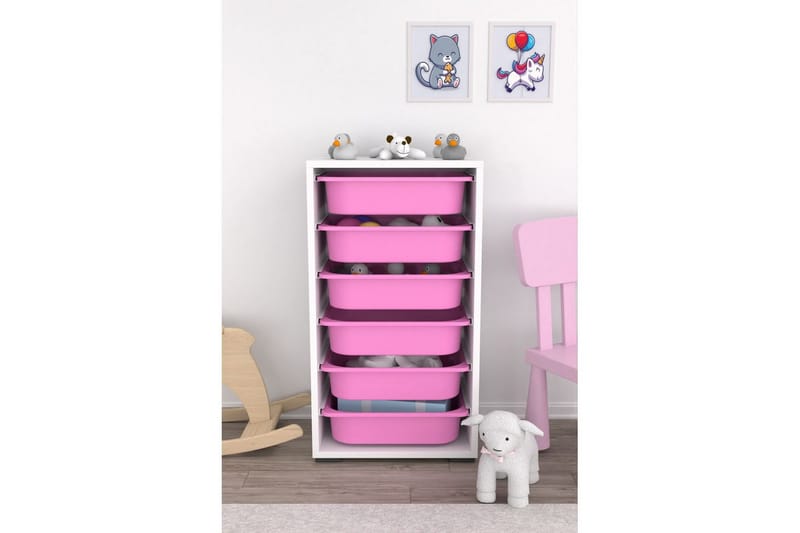 Kelix Oppbevaringsbokser 45,5 cm - Hvit/Rosa - Oppbevaring - Oppbevaring til småting - Oppbevaringskasse