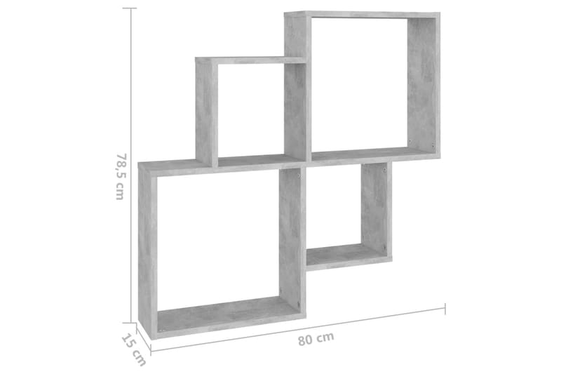 Kubeformet vegghylle betonggrå 80x15x78,5 cm sponplate - Grå - Vegghylle - Vegghengt oppbevaring