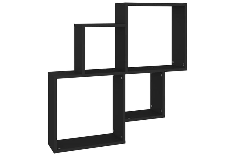 Kubeformet vegghylle svart 80x15x78,5 cm sponplate - Svart - Vegghylle - Vegghengt oppbevaring