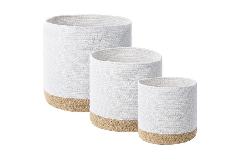 Kurv Basima sett à 3 Beige, hvit - Beige, hvit - Oppbevaring - Oppbevaring til småting - Kurv