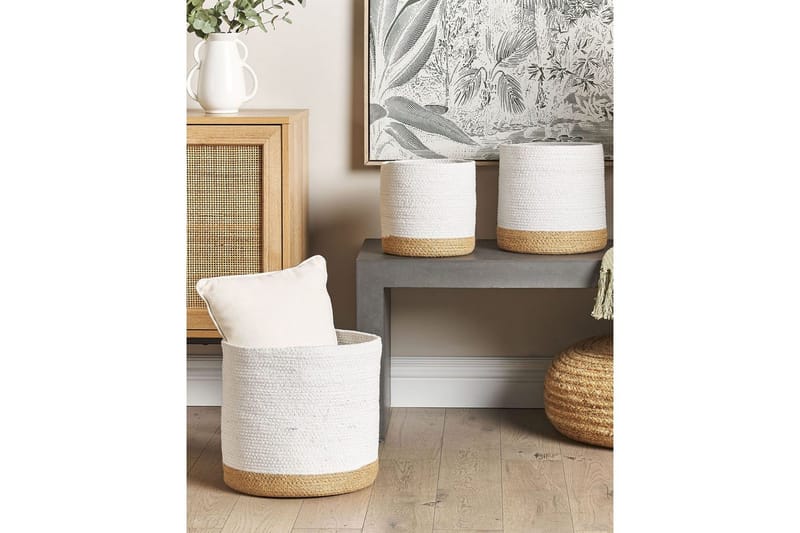 Kurv Basima sett à 3 Beige, hvit - Beige, hvit - Oppbevaring - Oppbevaring til småting - Kurv