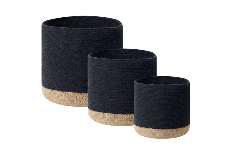 Kurv Basima sett à 3 Beige, svart - Beige, svart - Oppbevaring - Oppbevaring til småting - Kurv