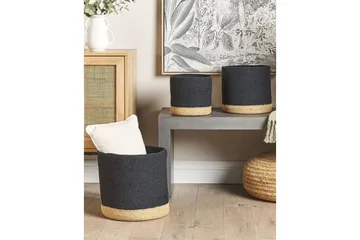 Kurv Basima sett à 3 Beige, svart - Beige, svart - Oppbevaring - Oppbevaring til småting - Kurv