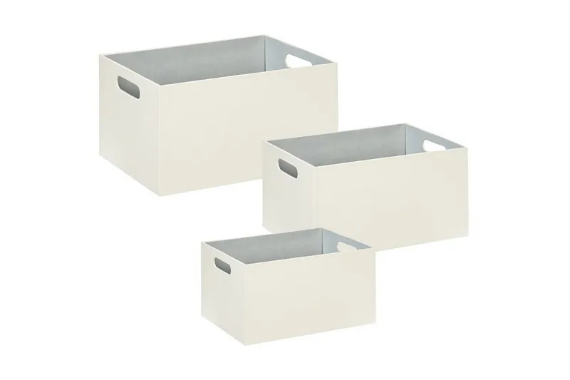 Kurv Larsa sett med 3 Hvit, Hvit