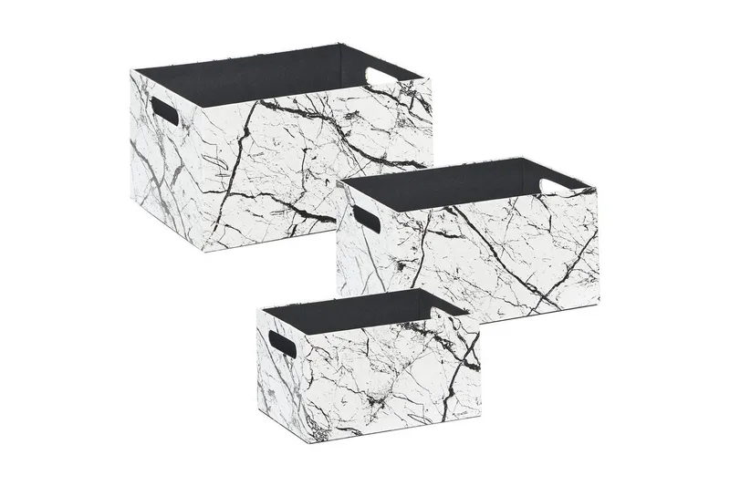 Kurv Larsa sett med 3 Hvit/Svart, Hvit/Svart