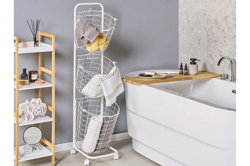 Ayapal Metallstativ 37 cm 3 Kurver - Hvit - Oppbevaring - Oppbevaring til småting - Kurv - Trådkurv