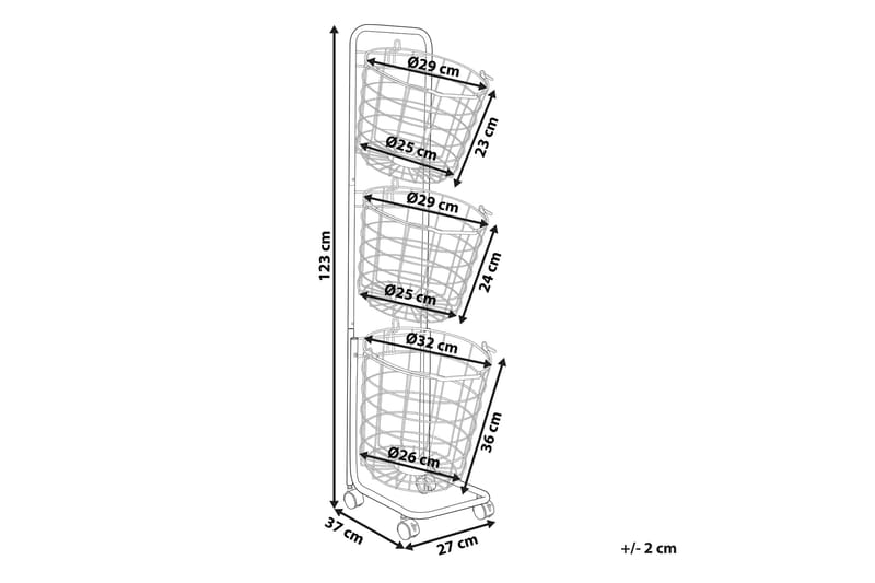 Ayapal Metallstativ 37 cm 3 Kurver - Hvit - Oppbevaring - Oppbevaring til småting - Kurv - Trådkurv