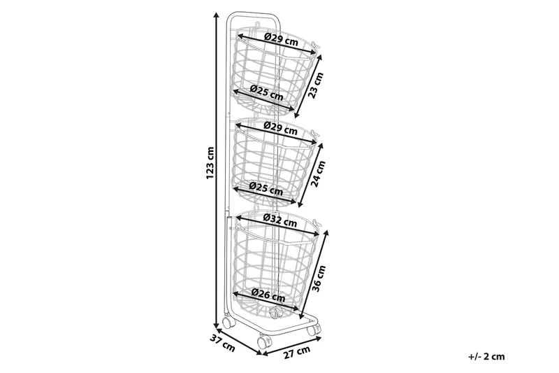 Ayapal Metallstativ 37 cm 3 Kurver - Svart - Oppbevaring - Oppbevaring til småting - Kurv - Trådkurv