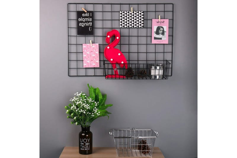 Decorative Metal Wall Accessory 16x38 - Oppbevaring - Oppbevaring til småting - Kurv - Trådkurv