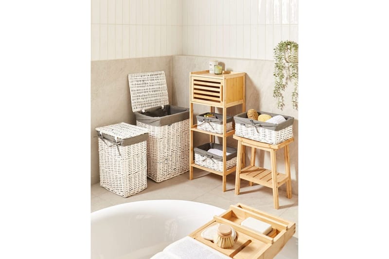 Vaskekurver Ella Grå/hvit - Grå/hvit - Oppbevaring - Kles oppbevaring - Skittentøyskurv