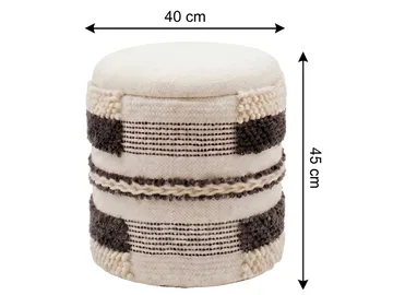 Virek rund sittepuff med oppbevaring i ullstoff - beige - Oppbevaring - Oppbevaring til småting - Kurv