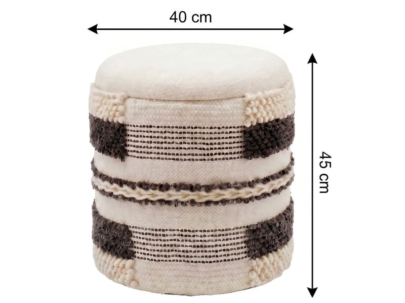 Virek rund sittepuff med oppbevaring i ullstoff - beige - Oppbevaring - Oppbevaring til småting - Kurv