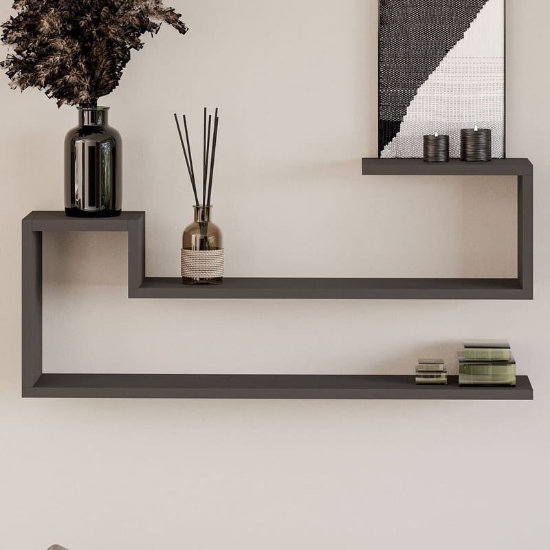 Melto Vegghylle 90x41,2x17 cm - Antrasitt - Oppbevaring - Oppbevaring til småting - Vegghengt oppbevaring