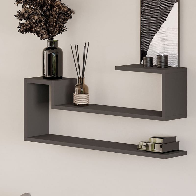 Melto Vegghylle 90x41,2x17 cm - Antrasitt - Oppbevaring - Oppbevaring til småting - Vegghengt oppbevaring