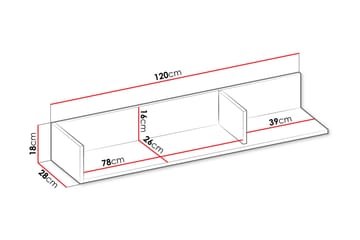 Metropolitan Vegghylle 120x28 cm - Brun/Hvit/Lysegrå/Sort - Oppbevaring - Oppbevaring til småting - Vegghengt oppbevaring