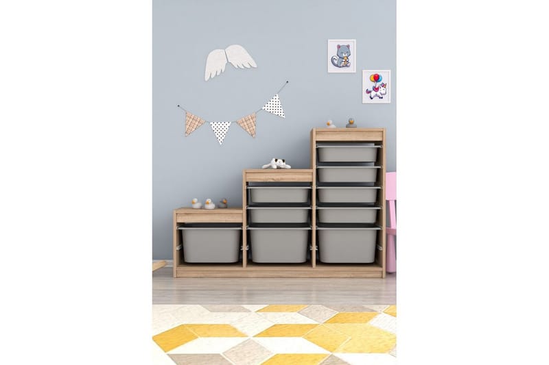 Mobin Oppbevaringsbokser 132 cm - Grafittgrå - Oppbevaring - Oppbevaring til småting - Oppbevaringskasse