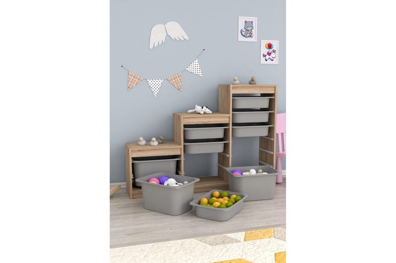 Mobin Oppbevaringsbokser 132 cm - Grafittgrå - Oppbevaring - Oppbevaring til småting - Oppbevaringskasse